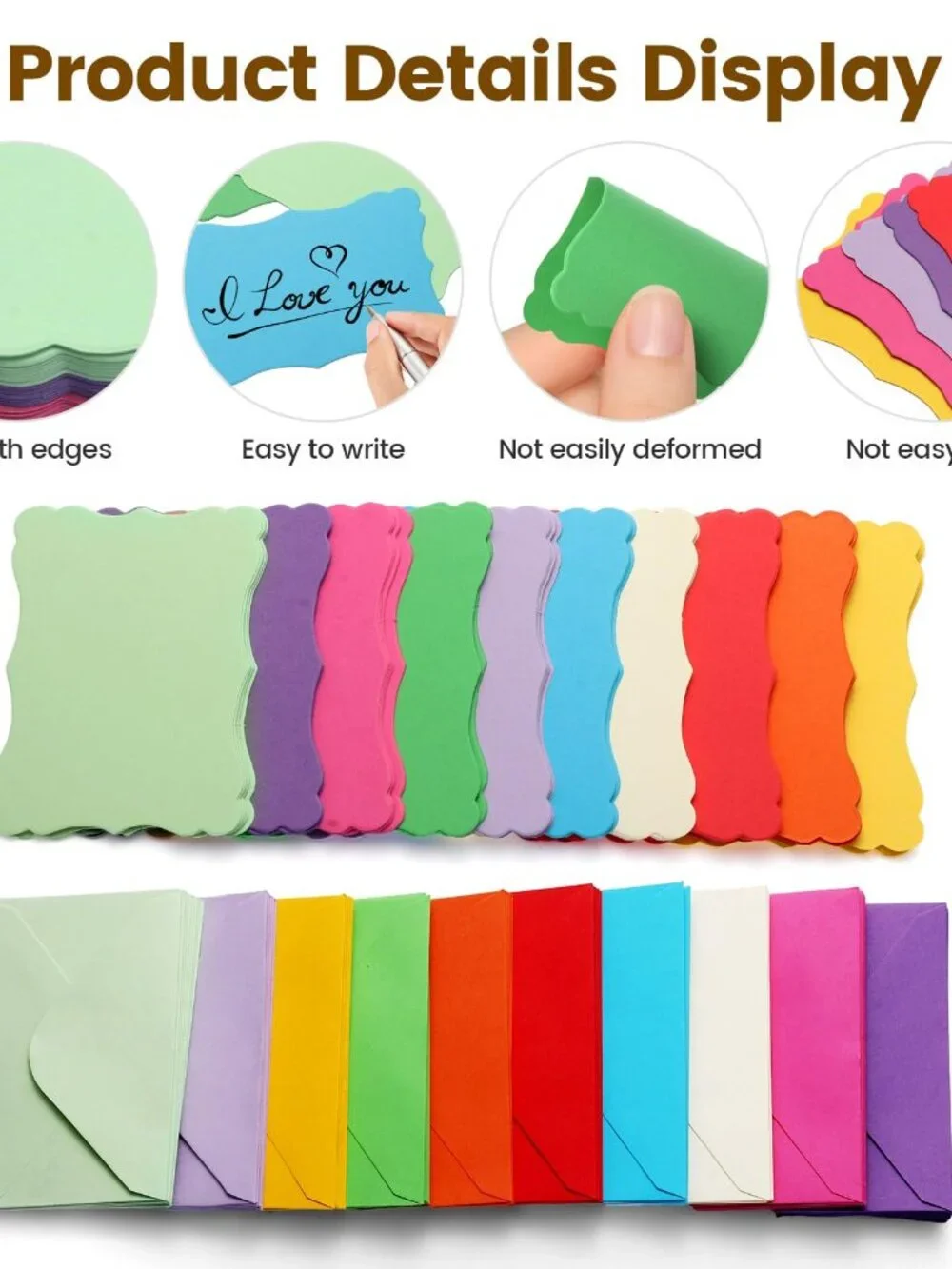 100 Pack Mini Cards with Envelopes, Small Colorful Blank Note Cards with Self-Ad